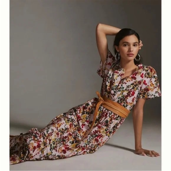 Anthropologie Maeve The Somerset Maxi Dress In Pink Floral L - Picture 10 of 11